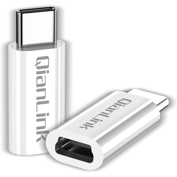 Mini USB to C Adapter, (2-Pack) Female Male Convert Charging & Data Sync Compatible with Galaxy S10 S9 S8 Plus Note 9 8, V40 V35 V30 V20 G7 G6 G5,Moto Z2 Z3