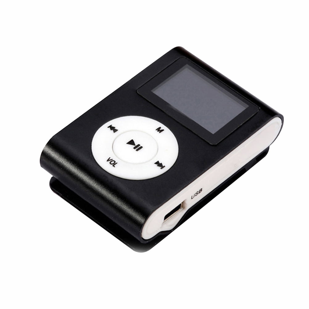 Mini USB Clip MP3 Player LCD Screen Support 32GB Micro SD TF (Black