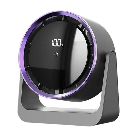 Mini USB Desk Fan with LED Light - 5 Speed Quiet Brushless Motor, Type-C Charging, Digital Display - Portable Desktop Circulating Fan for Dorm, Office, Bedroom - Wall Mountable Space Saving Design