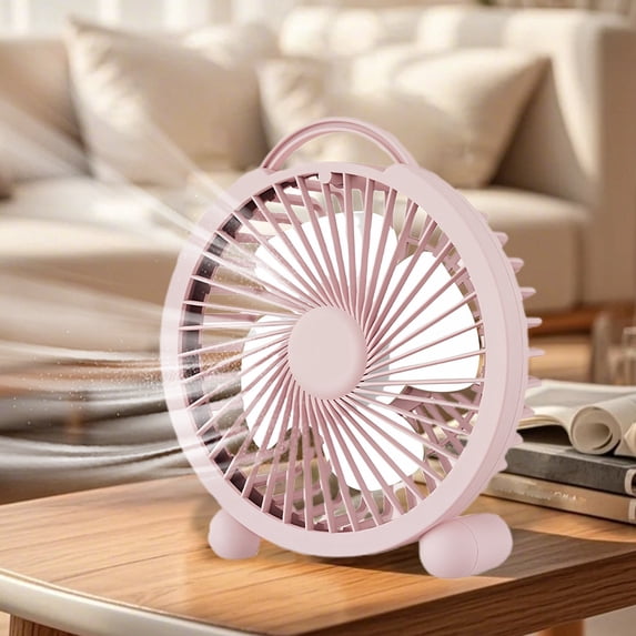 Mini USB Desk Fan, Portable Small Table Fan with Handle, Quiet Personal Cooling Fan for Home Office Travel(Pink)
