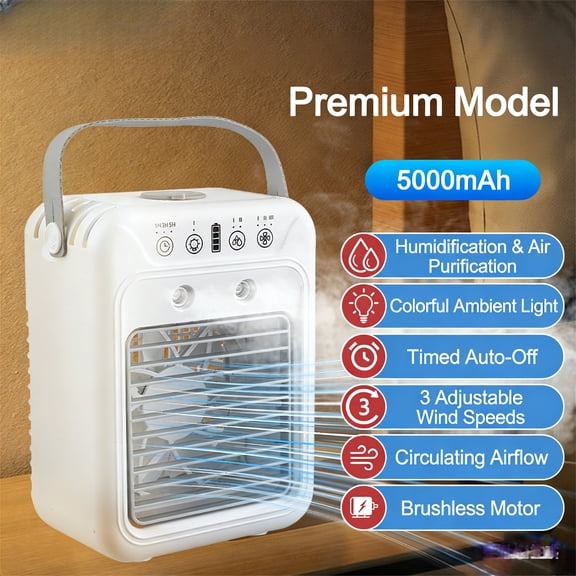 Mini USB Desktop Fan – Silent Operation, Compact & Portable, 3 Speeds, Personal Air Conditioning for Office or Home(5000mAh, USB Charging Version)