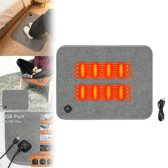 Mini USB Heating Blanket 23.62" x 19.7" - Portable Sherpa Heated Throw with 3 Adjustable Settings for Foot, Chair & Personal Warmth