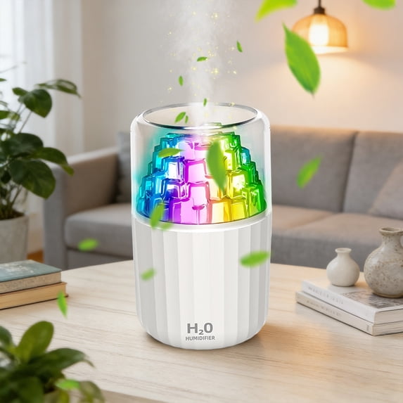 Mini USB Humidifier with Color Changing Ambient Light, Silent Desktop Cool Mist for Office Bedroom Car, Portable Personal Air Freshener for Plant Travel Home