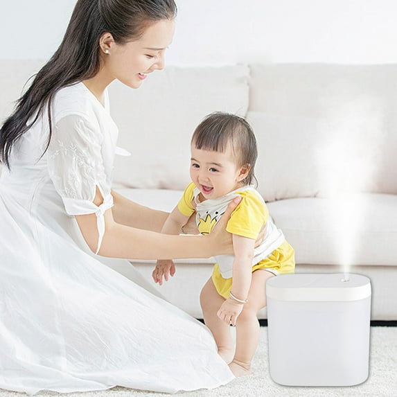 Mini USB Humidifier with Color Changing Lights - 260ml Quiet Cool Mist Humidifier for Bedroom, Office & Travel - Small Desktop Humidifier for Plants, Skin & Baby Rooms (3.7") White