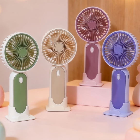 Mini USB Rechargeable Handheld Fan with Base, Portable Small Fan for and Outdoor Use, Lightweight Electric Fan with Desktop Stand, Adjustable Speed for Personal Cooling, Easter Gifts, 6*2in, Purple