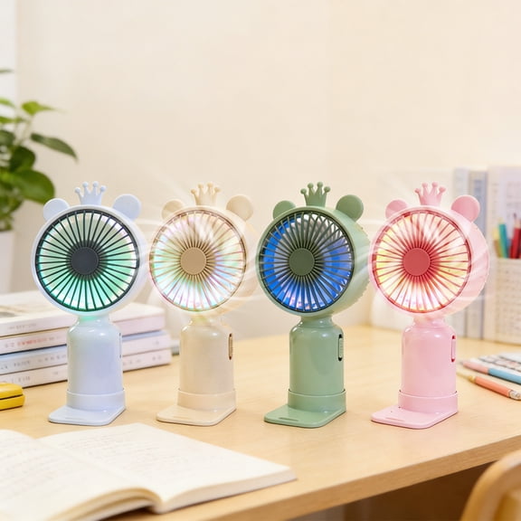 Mini USB Rechargeable Handheld Fan with Desktop Base, Portable Small Electric Fan for and Outdoor Use, Quiet Cooling Fan, Perfect for Personal Cooling at Home/Travel/Easter Gifts, 6*1.6in, Beige