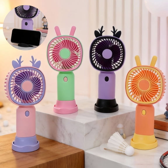 Mini USB Rechargeable Handheld Fan, Portable Outdoor Student Small Personal Air Circulator with Lighting Effects