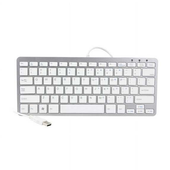 Mini USB Slim Wired 78 Key Small Super Thin Compact Keyboard, Silver