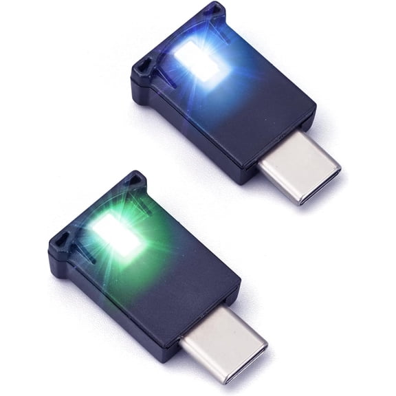 Mini USB Type C LED RGB Light Brightness Adjustable 8 Color Changeable for Car, Laptop, Keyboard. Atmosphere Smart Type-C Night Lamp for Home Decoration (DC : 5V) (Quantity: 2)