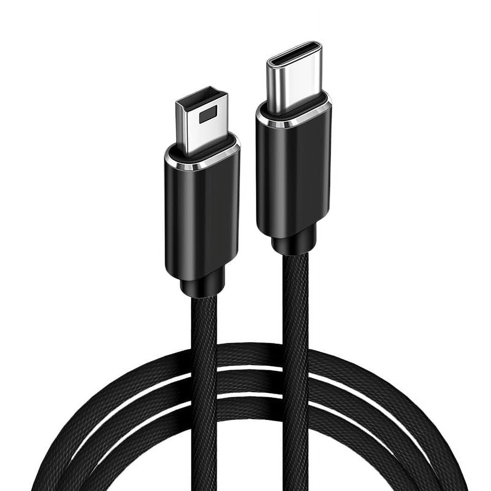 Mini USB to USB-C Cable 1 Meter, USB 2.0 Type C to USB Mini B 5-Pin Charging Cable Braided, Supports Charging and Synchronization, Compatible with PS3 MP3 Player, Car Camera, GPS Hero 3+