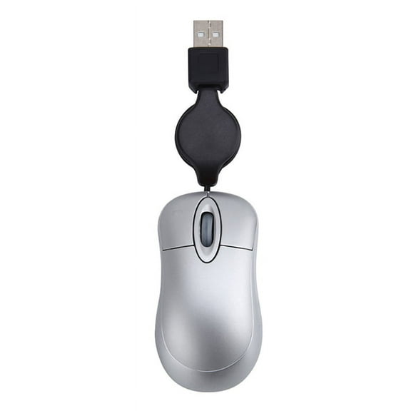 Mini USB Wired Mouse Retractable Cable Tiny Small Mouse 1600 DPI Optical Compact Travel Mice for 98 2000 XP Vista Ve (Silver),1 *Wired Mouse,Silver