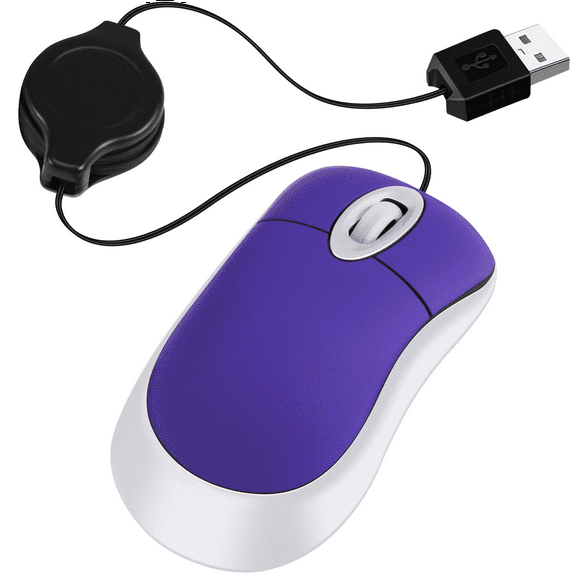 Mini USB Wired Mouse Retractable Tiny Small 1600 DPI Optical Compact Travel Mice for 98 2000 XP Vista Version
