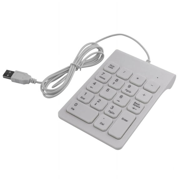 Mini USB Wired Numeric Keypad Numpad 18 Keys Digital Keyboard for Accounting Teller Laptop Android Notebook Tablets PC (White)