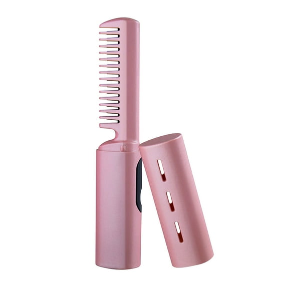 Mini USB Wireless Hair Straightening Comb with Display – 2-in-1 Curling & Straightening Brush for All Hair Types – Anti-Scald Design, 15 Temp Levels, Fast Heating, Auto Shut-Off