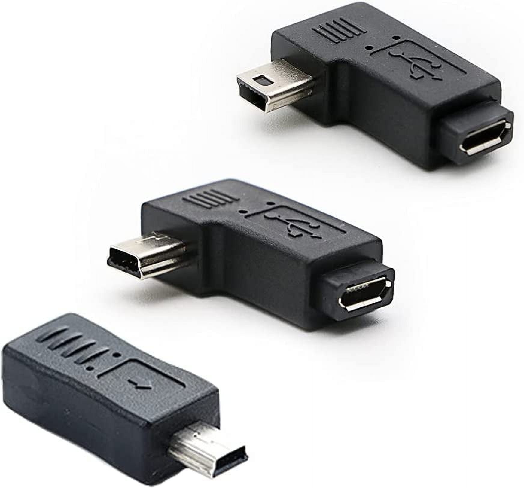 Mini USB to Micro USB Adapter 3Pack 90 Degree Male to Female