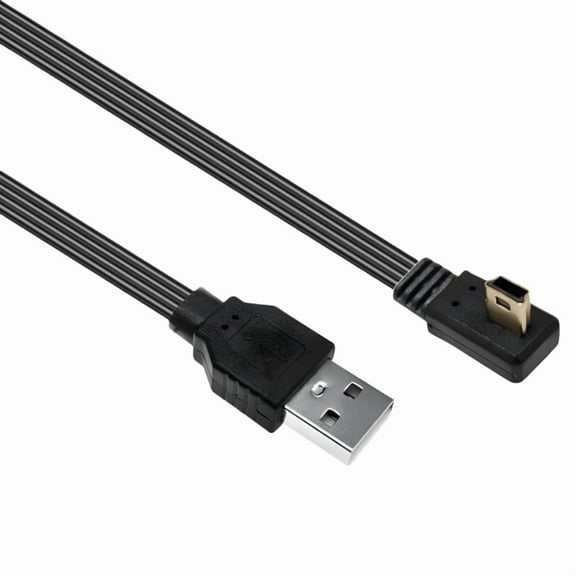 Mini USB to USB Right Angle Cable USB 2.0 Silicone Flat Wire Supports 5V 2A Charging 480Mbps Data Transfer Cable