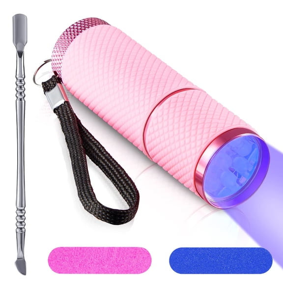 Mini UV LED Nail Lamp for Gel Nails with 9 LED and Nail Cuticle Pusher Portable Gel LED UV Nail Lamp (Pink)