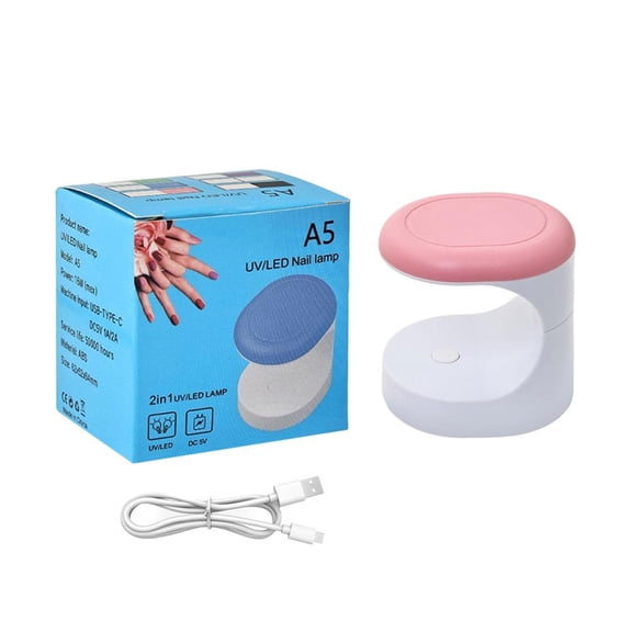 Mini UV Light for Gel Nails, Cordless UV Light for Gel Nails, Rechargeable LED Nail Lamp for Fast Curing Gel Polish Nails Portable LED USB Flash Cure Lamp for Travel - Pink