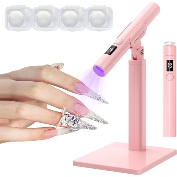 Mini UV Light for Gel Nails: Rechargeable Handheld UV Nail Lamp, Flash Cure Light for Gel x Nails LED Nail Lamp with Magnetic Stand, Fast Curing, Suitable for Home Manicure and Nail Salon