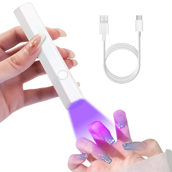 Mini UV Nail Lamp, Handheld UV Light for Gel Nails, Cordless Rechargeable Mini Nail Lamp for Fast Curing Gel Polish, Portable Lightweight Mini Uv Light for DIY at Home, Travel, White