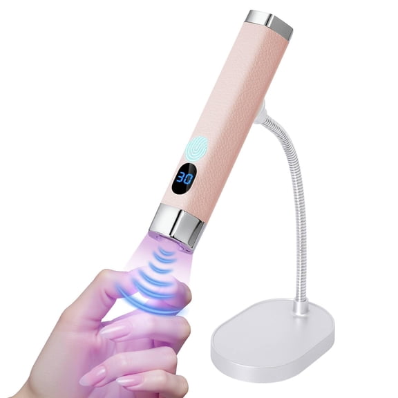 Mini UV Nail Lamp,Portable Flash Cure Light with Upgraded Magnetic Stand & Smart Sensor - Rechargeable Nail Dryer Fast Curing Gel Nails at Salon,Home & Travel (Pink)