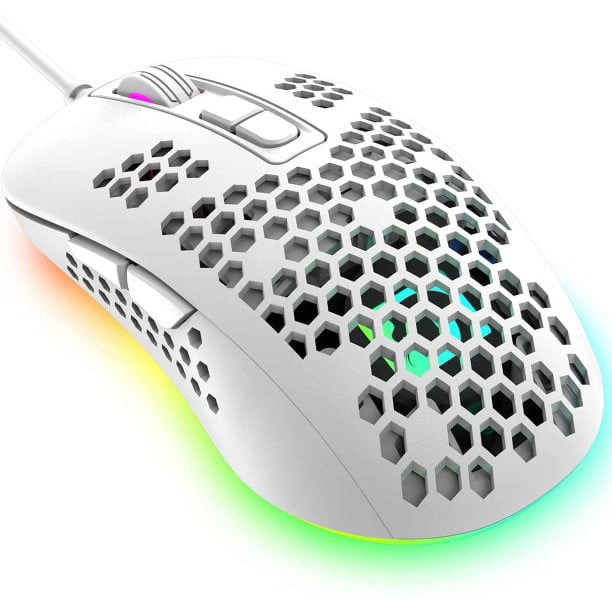 Wired Ultralight Drag Clicking PC Gaming Mouse with Side Buttons RGB  Backlit Honeycomb with Weight Tuning,Extra Interchangeable Back  Plate,12,000 DPI