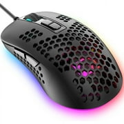 Mini Ultralight Wired Gaming Mouse,4 Kinds RGB Backlit,4 Levels Adjustable,Lightweight Honeycomb Shell Mice for PC Gamers,Xbox,PS4Black