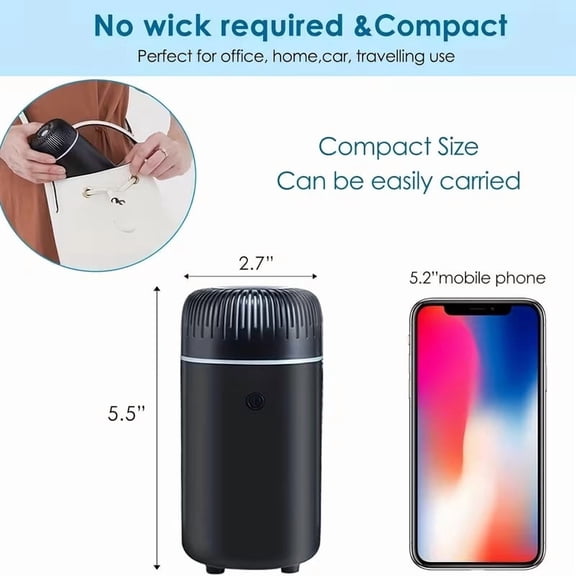 Mini Ultrasonic Essential Oil Diffuser 100ML  Compact Aromatherapy Cool Mist Humidifier with 7-Color LED Light for Bedroom, Office, Nursery, and Small Spaces