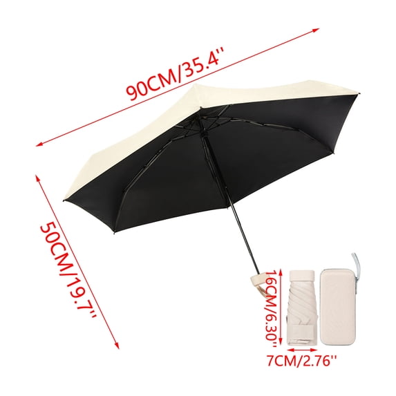 Mini Umbrella, Compact Foldable Metal Frame Portable Travel Umbrella with Uv Protection & Storage Case for Rain and Shine, Sleek Lightweight Pocket Parasol for Commuting, Travel and Shopping