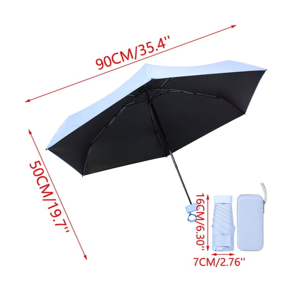 Mini Umbrella, Compact Foldable Metal Frame Portable Travel Umbrella with Uv Protection & Storage Case for Rain and Shine, Sleek Lightweight Pocket Parasol for Commuting, Travel and Shopping