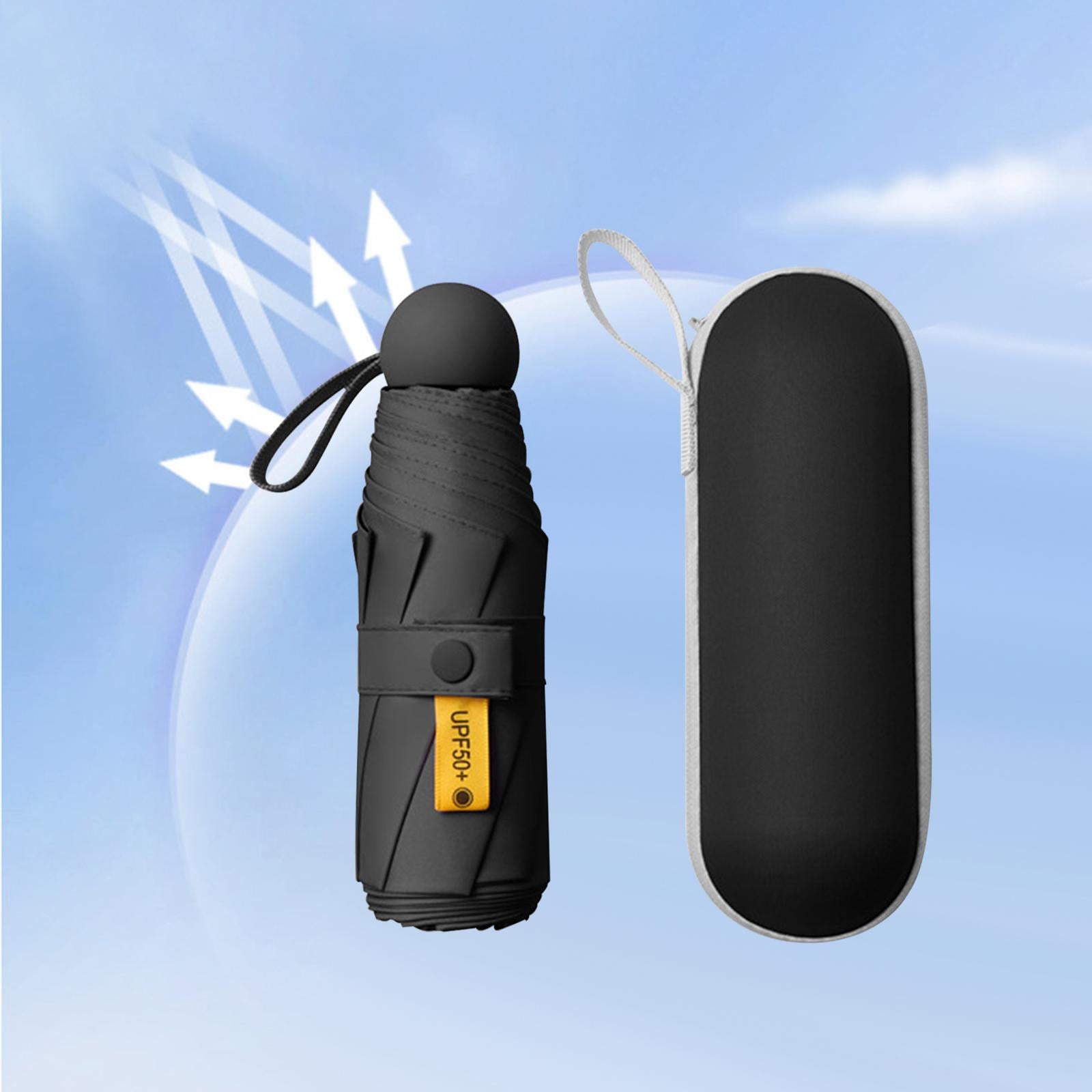 Mini Umbrella Tiny Umbrella Purse Umbrellas for Outdoor with Storage Case Black