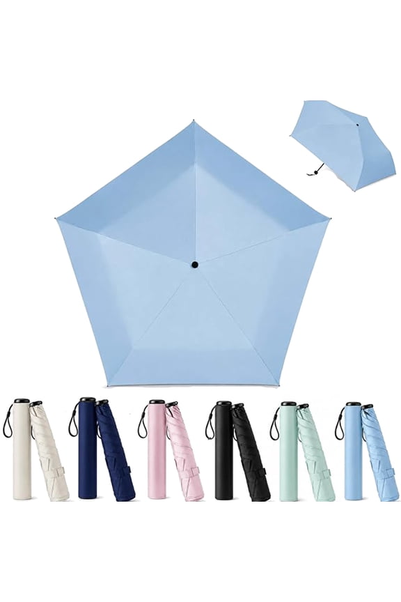 Mini Umbrella for Travel, Japan Pencil Umbrella Ultra Light Compact Folding Pocket Parasol, Upf 50+ Sun Protection Rain Shade, for Backpack Handbag Commute Outdoor