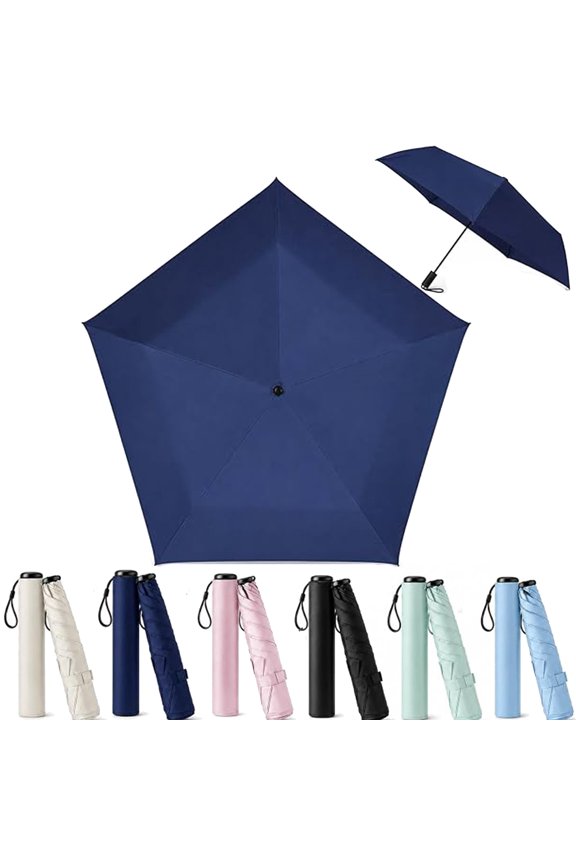 Mini Umbrella for Travel, Japan Pencil Umbrella Ultra Light Compact Folding Pocket Parasol, Upf 50+ Sun Protection Rain Shade, for Backpack Handbag Commute Outdoor