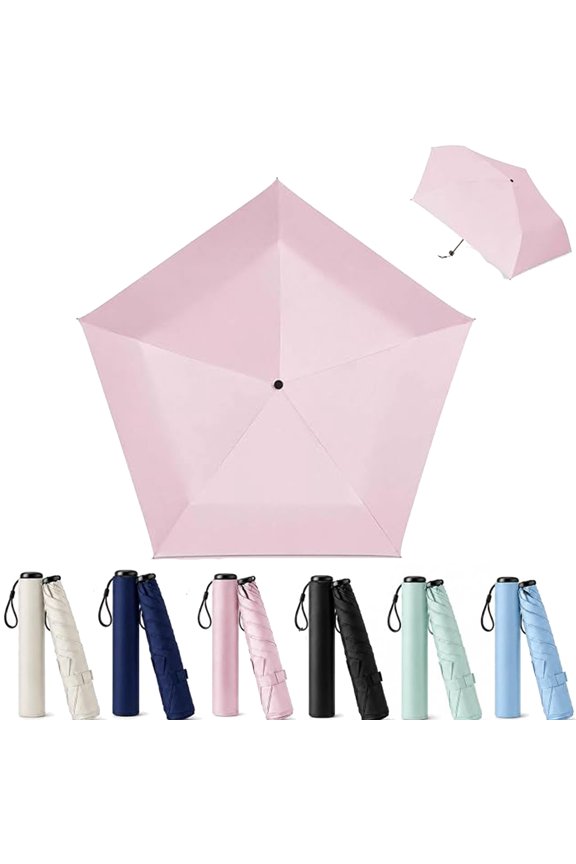 Mini Umbrella for Travel, Japan Pencil Umbrella Ultra Light Compact Folding Pocket Parasol, Upf 50+ Sun Protection Rain Shade, for Backpack Handbag Commute Outdoor