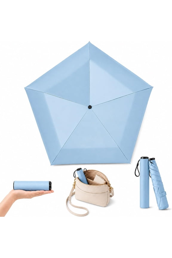 Mini Umbrella for Travel, Japan Pencil Umbrella Ultra Light Compact Folding Pocket Parasol, Upf 50+ Sun Protection Rain Shade Small Portable for Backpack Handbag Beach Commute Outdoor