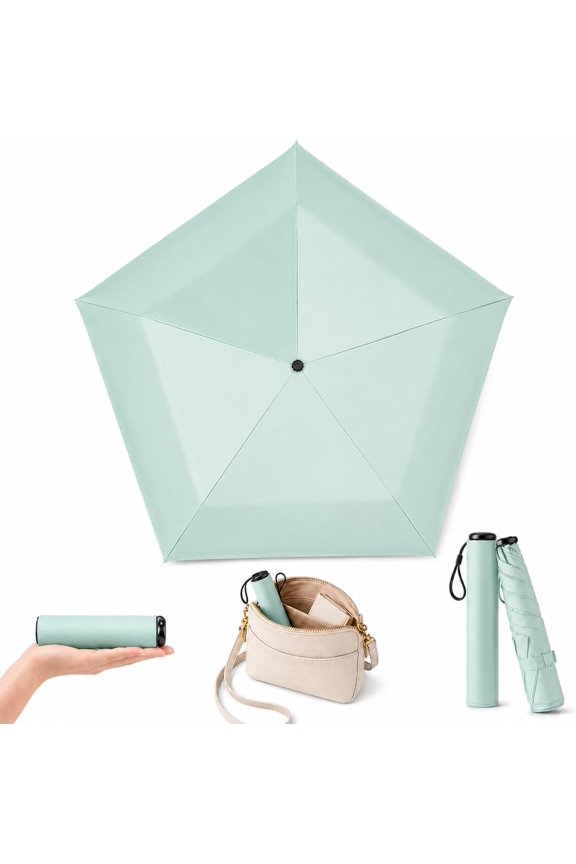 Mini Umbrella for Travel, Japan Pencil Umbrella Ultra Light Compact Folding Pocket Parasol, Upf 50+ Sun Protection Rain Shade Small Portable for Backpack Handbag Beach Commute Outdoor