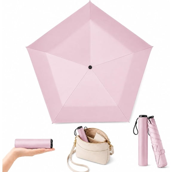 Mini Umbrella for Travel, Japan Pencil Umbrella Ultra Light Compact Folding Pocket Parasol, Upf 50+ Sun Protection Rain Shade Small Portable for Backpack Handbag Beach Commute Outdoor
