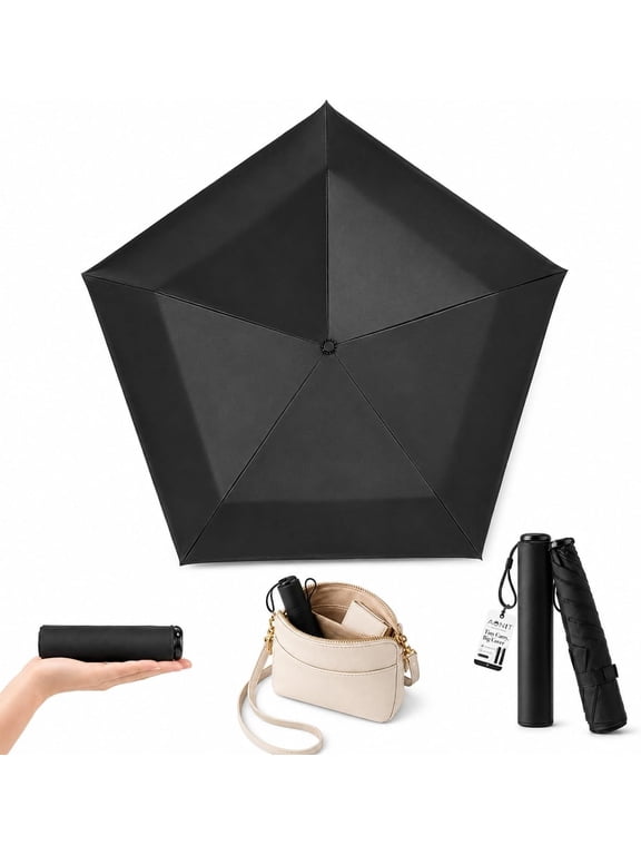 Mini Umbrella for Travel, Japan Pencil Umbrella Ultra Light Compact Folding Pocket Parasol, Upf 50+ Sun Protection Rain Shade Small Portable for Backpack Handbag Beach Commute Outdoor