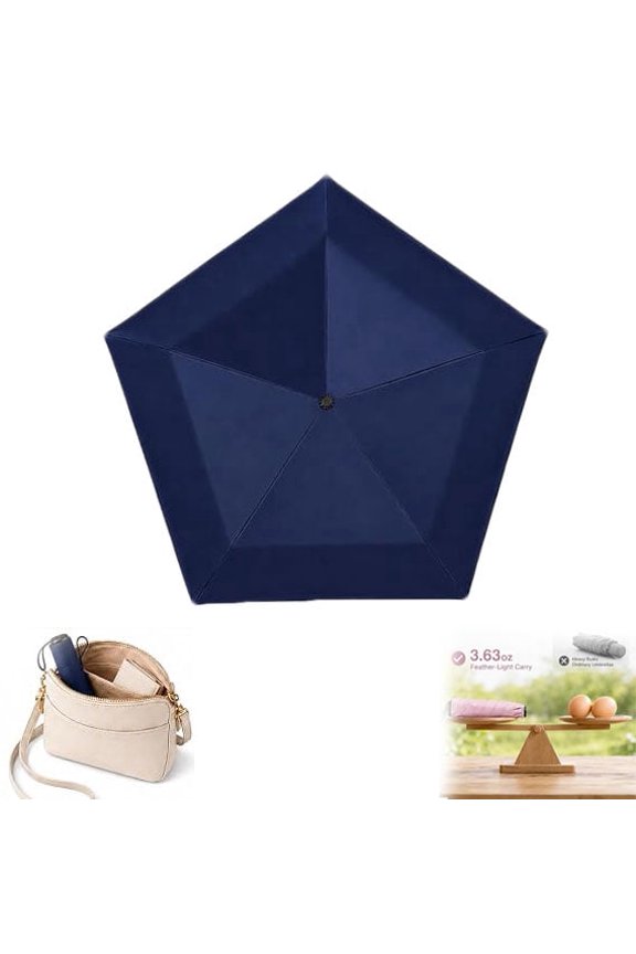 Mini Umbrella for Travel, Japan Pencil Umbrella Ultra Light Compact Folding Pocket Parasol, Upf 50+ Sun Protection Rain Shade Small Portable for Backpack Handbag Beach Commute Outdoor, Navy blue