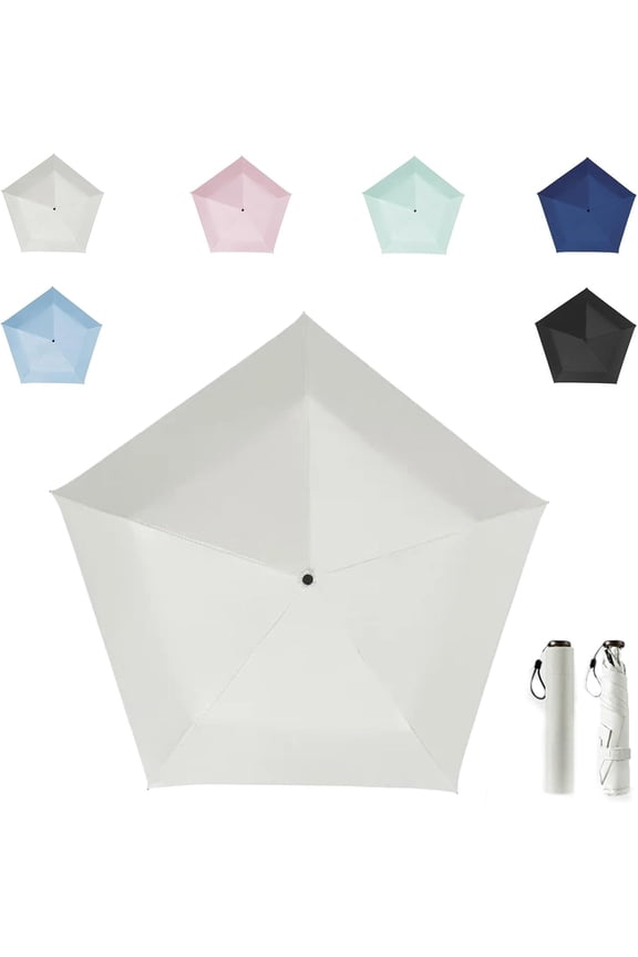 Mini Umbrella for Travel, Japan Pencil Umbrella Ultra Light Compact Folding Pocket Parasol, Upf 50+ Sun Protection Rain Shade Small Portable for Backpack Handbag Beach Commute Outdoor