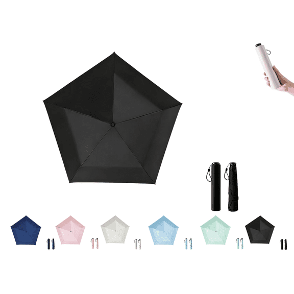 Mini Umbrella for Travel, Japan Pencil Umbrella Ultra Light Compact Folding Pocket Parasol, Upf 50+ Sun Protection Rain Shade Small Portable for Backpack Handbag Beach Commute OutdoorBlack)