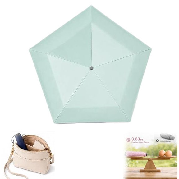 Mini Umbrella for Travel, Japan Pencil Umbrella Ultra Light Compact Folding Pocket Parasol, Upf 50+ Sun Protection Rain Shade Small Portable for Backpack Handbag Beach Commute Outdoor, Green