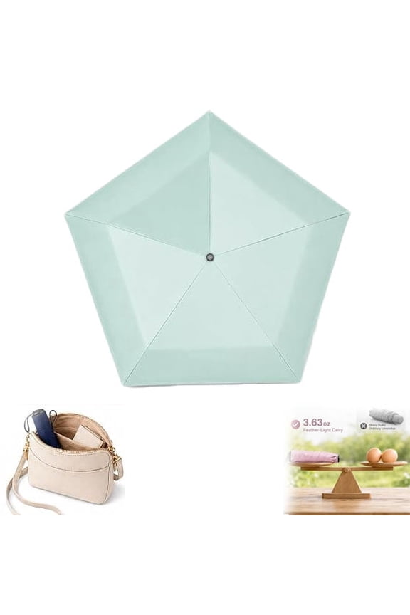 Mini Umbrella for Travel, Japan Pencil Umbrella Ultra Light Compact Folding Pocket Parasol, Upf 50+ Sun Protection Rain Shade Small Portable for Backpack Handbag Beach Commute Outdoor, Green