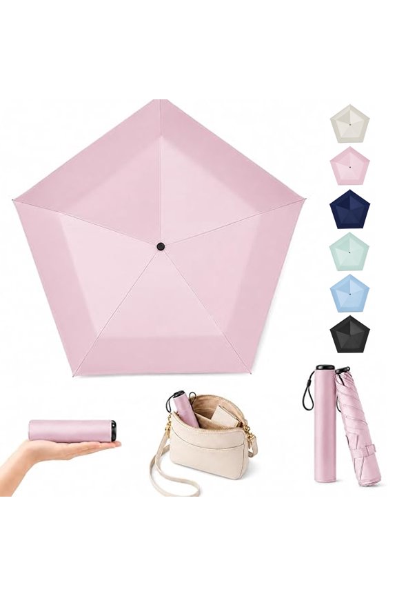 Mini Umbrella for Travel Ultra Light Compact Folding Pocket Parasol UPF 50+ Sun Shade for Backpack Handbag Commute