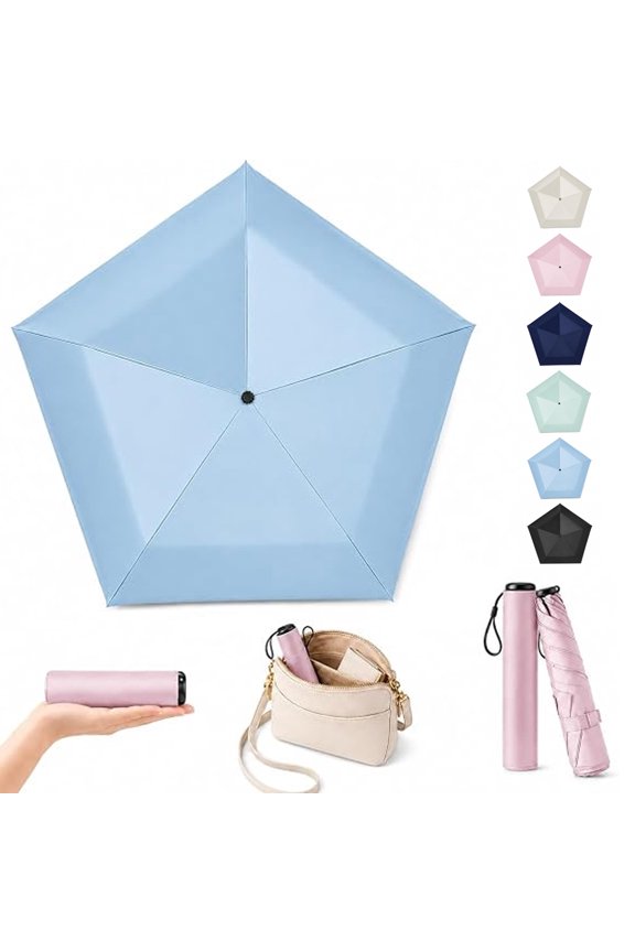 Mini Umbrella for Travel Ultra Light Compact Folding Pocket Parasol UPF 50+ Sun Shade for Backpack Handbag Commute