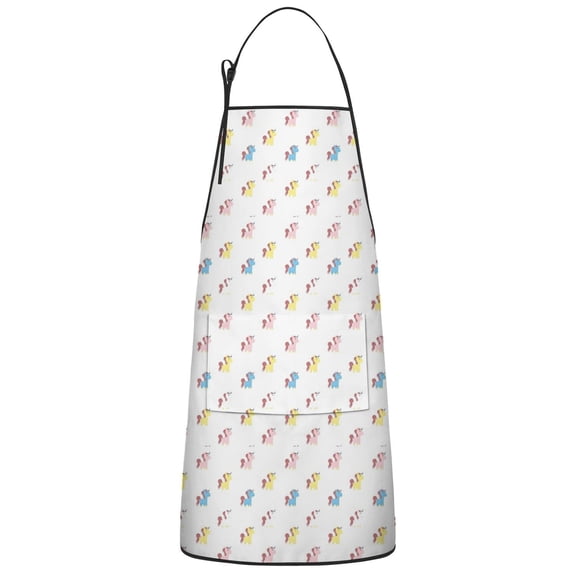 Mini Unicorn Pattern Apron-Garden Aprons for Women with Pockets-Cotton Linen Waterproof Kitchen Cooking Gardening Aprons Adjustable for Kitchen,Cooking,BBQ and Salon 33x27 Inch