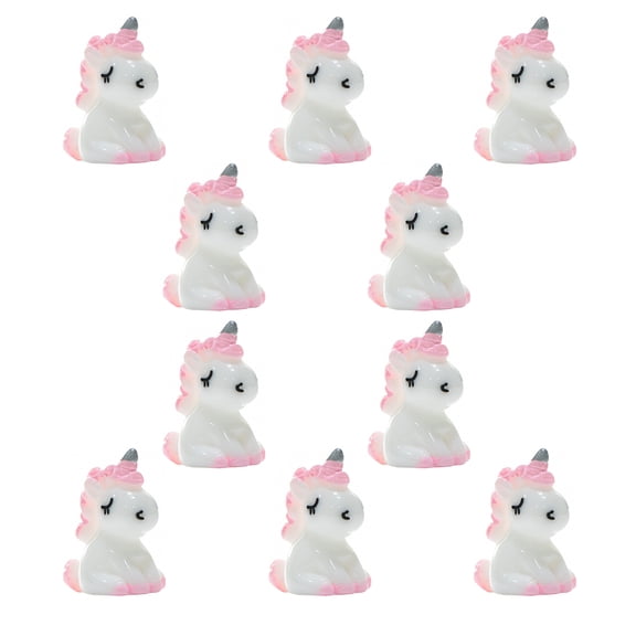Mini Unicorn Simulation Figurines Miniature Garden Ornament Horse Dream Pink Resin 10 Pcs