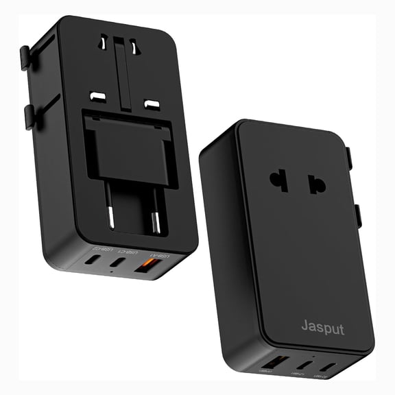 Mini Universal Travel Adapter, PD Ultra-Thin International Power Adapter with 2 USB-C & 1 USB-A, 1 AC Outlet, Worldwide Travel Plug Adapter for EU/UK/AU/Asia (Not a Voltage Converter)