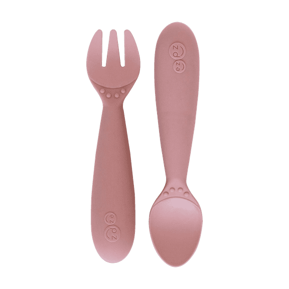 ezpz Mini Utensils (Blush) - 100% BPA-Free Fork and Spoon - Toddler Utensils - Designed by a Pediatric Feeding Specialist - 12 Months+