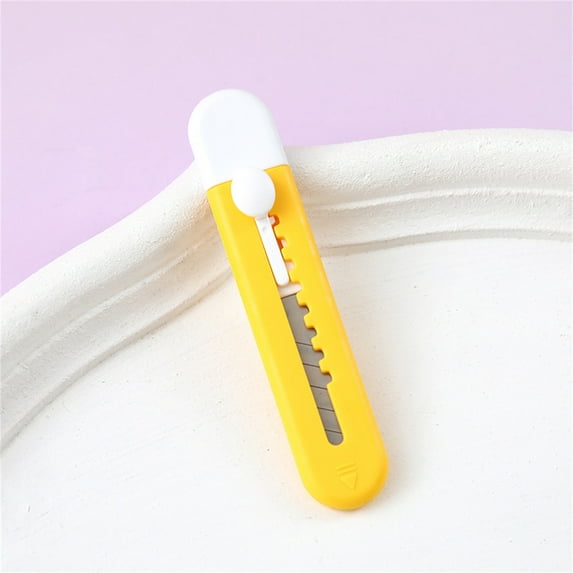 Mini Utility Knife, Student Hand Account, Box Cutter, Auto-Lock Safety, for Paper Cutting Packaging, Wallpaper Knife Wholesale | Yellow KTFgvq